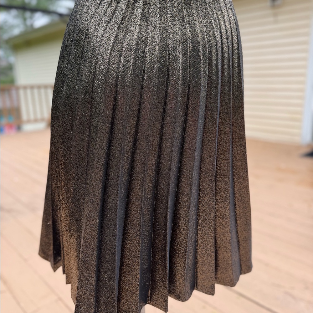 Kate Spade Metallic Pleated Skirt Evening Special Occasion Size 4 zipper entry - Picture 4 of 10